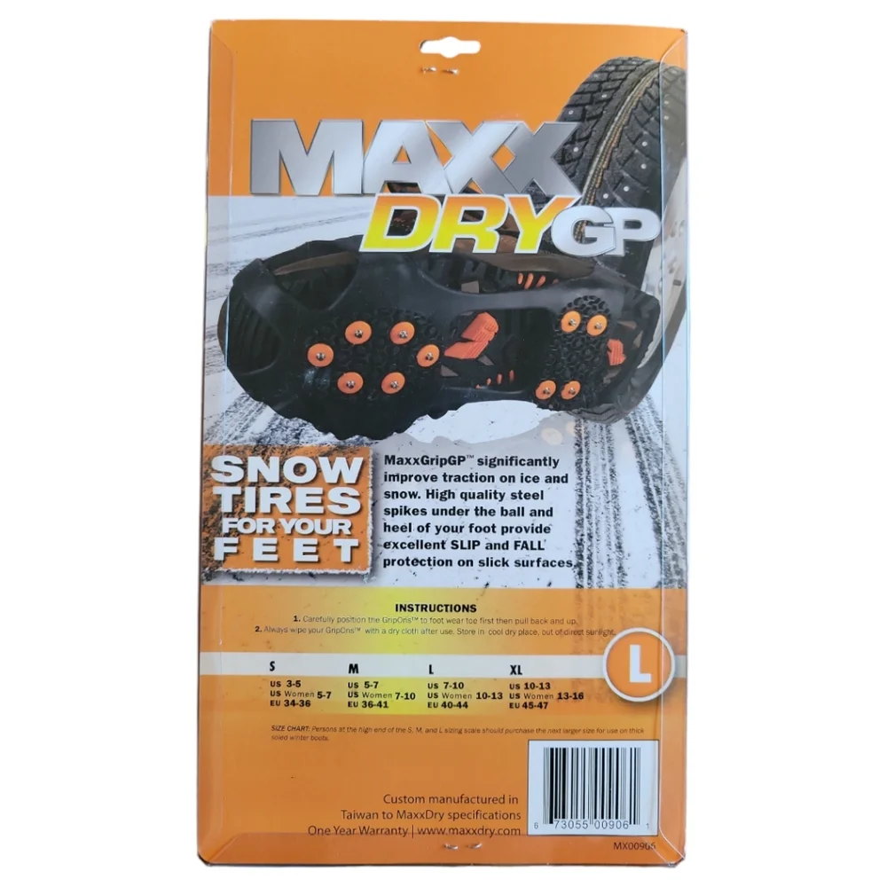 1 NIB Maxx Dry Grip Men's Tires Shoe Non Slip Ice Cleats Studs Sz L 7 - 10